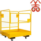 Forklift Man Basket, 36X36 Inches Forklift Safety Cage 1200 Lbs Capacity，Heavy Duty 2-Man Collapsible Work Platform with Lock & Safety Harness, Lift Basket for Telehandler, Aerial Work