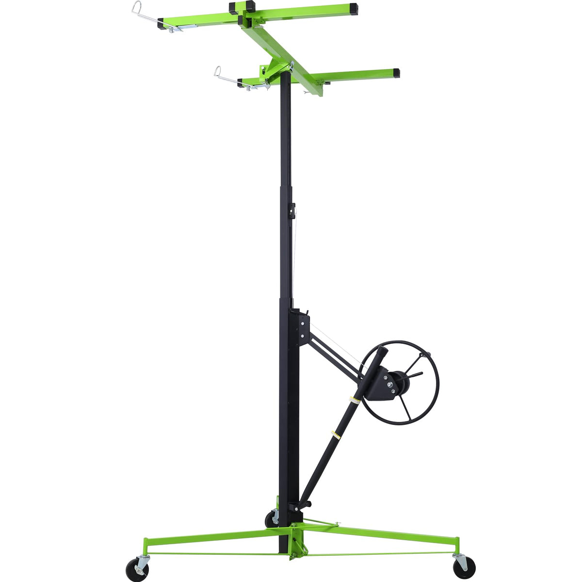 Drywall Lift 11ft Drywall Panel Hoist with Wheels Winch with Brake 150 lbs Load Capacity 11 Foot High Ceiling Drywall Installation Tool Jack Lifter Green