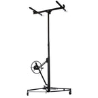 11' Lift Drywall Panel Hoist Jack Lifter with Rolling Caster Wheel and Adjustable Telescopic Arm