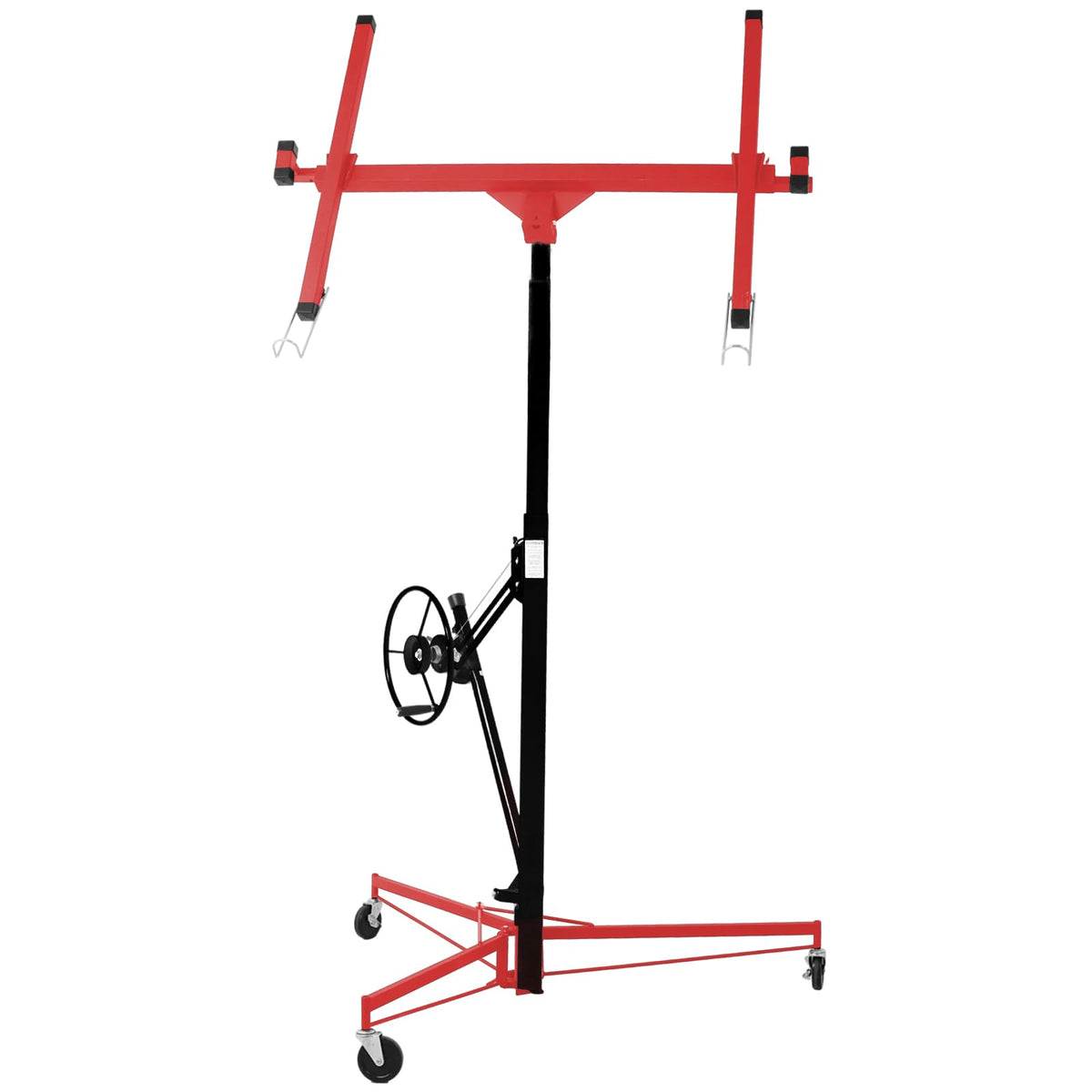 11FT Drywall Lift Hoist, 150 lbs Capacity Panel Lifter with Telescoping Arm, Steel Construction Drywall Hoist for Ceiling Installation, 4-11FT Adjustable Height(Black+Red)