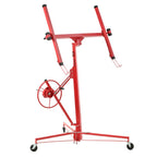 Drywall Lift 11' Drywall Panel Hoist Construction Rolling Caster Wheel Lockable Tool Jack Lifter Jack Drywall Lift Construction Tools (Red) (Red + 11FT)