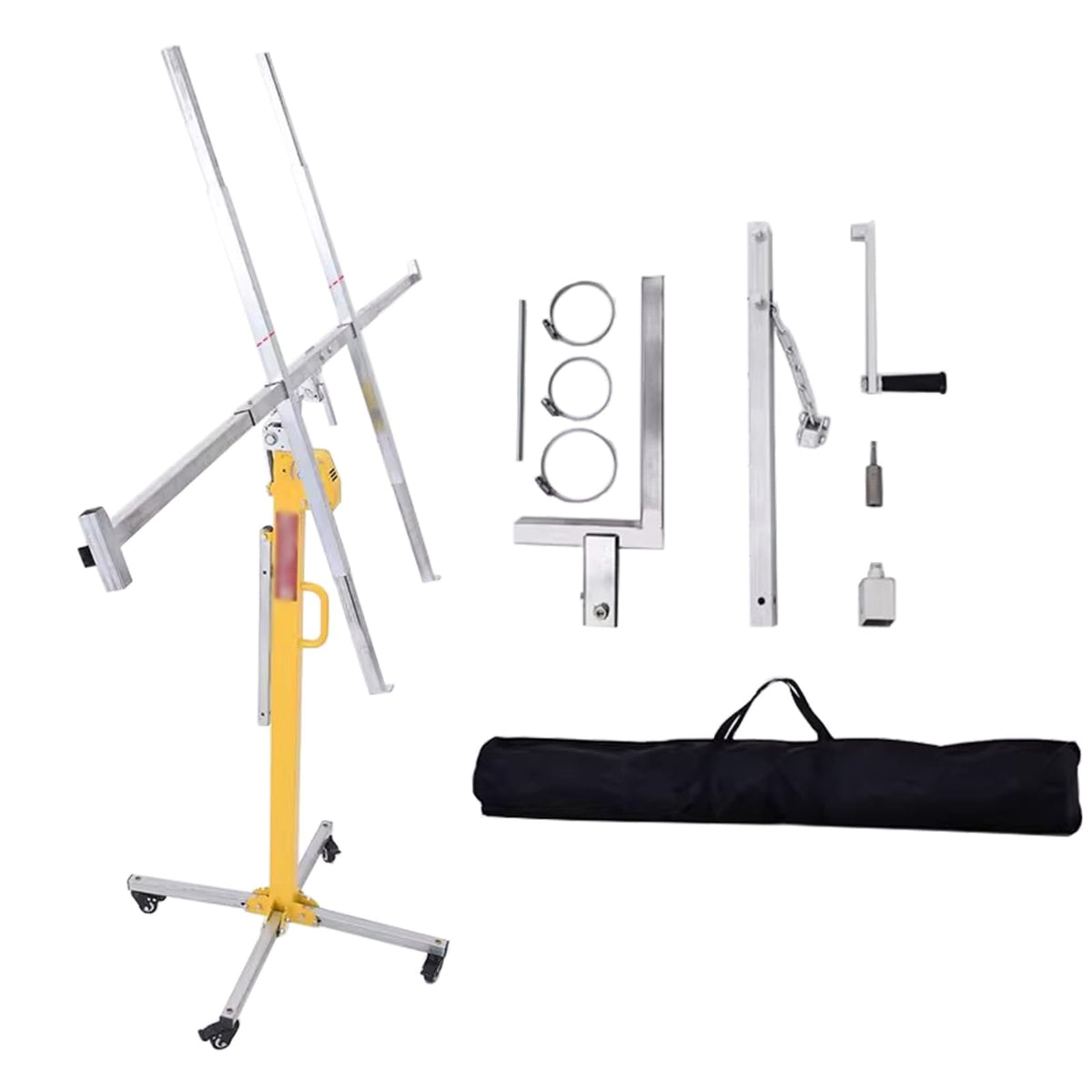 JYHHCYS Three in One Electric Drywall Lift, Heavy Duty Drywall Lift Panel Hoist Jack with Telescopic Arm & 4 Lockable Wheels, Plasterboard Lifter for Home Improvement(Max Height 16.4 ft/5 m)