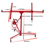 Drywall Lift 11' Drywall Panel Hoist Construction Rolling Caster Wheel Lockable Tool Jack Lifter Jack Drywall Lift Construction Tools (Red) (Red + 11FT)