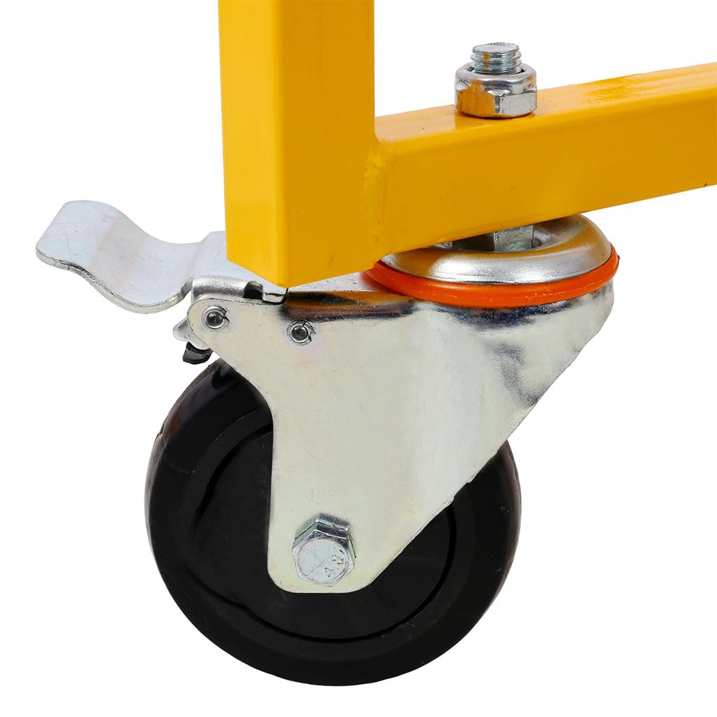 16 FT Drywall Lift, Heavy Duty Sheetrock Panel Hoist, 150 lb Capacity Steel Drywall Jack with Telescoping Arm, Locking Outriggers & Lockable Casters for Ceiling and Wall Installation, Red,Yello