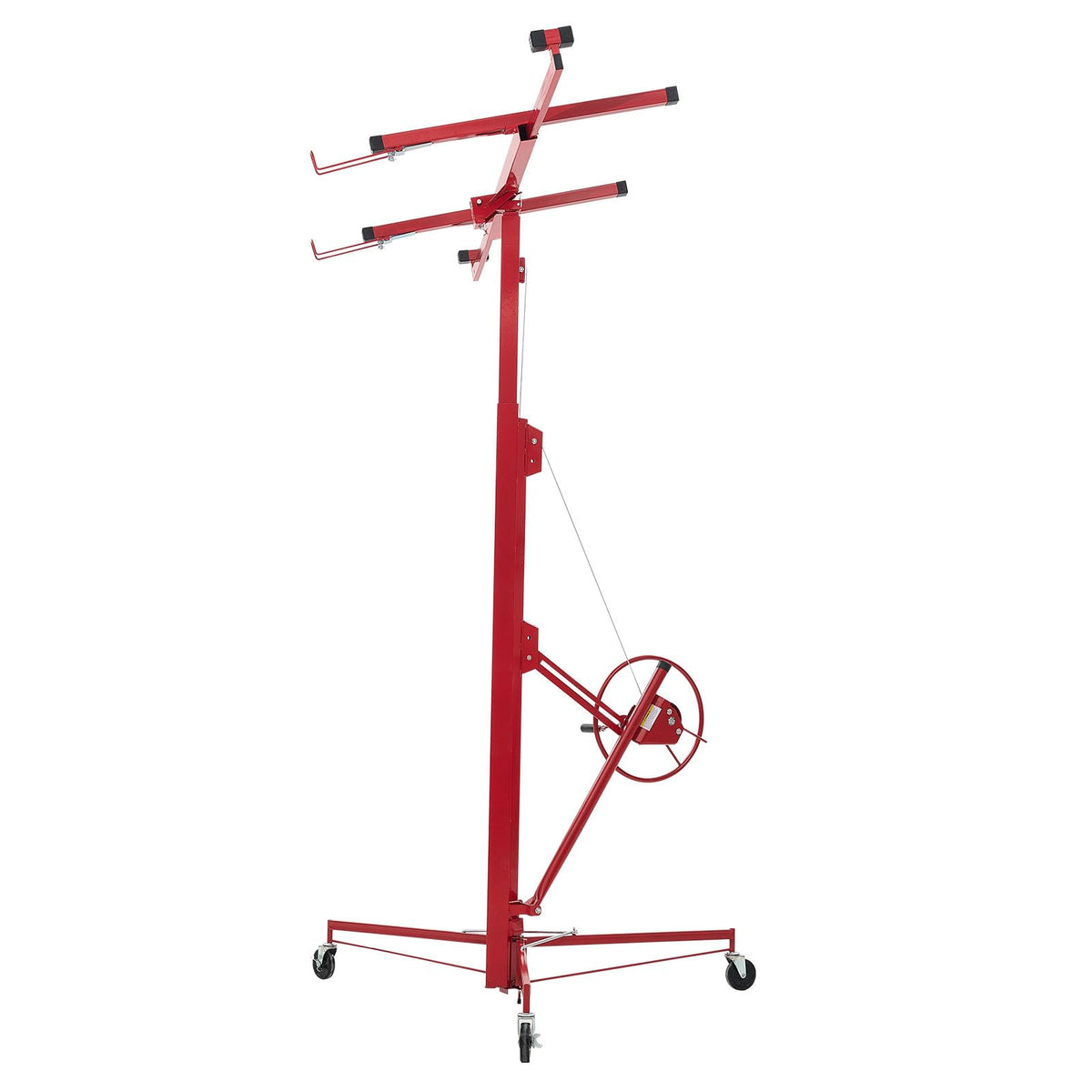 16ft Drywall Lift, Heavy-Duty 150 lbs Sheetrock Hoist with Adjustable Telescoping Arm, Lockable Wheels, Drywall Lifter Panel Jack Hoist Tools Ideal for Ceiling & Wall Installation (Red) 150 lbs Weig