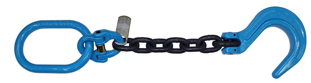 G10-12FH1, 1/2" Grade 100 Chain with Oblong & Foundry Hook w Short Chain, 15,000 lb. WLL