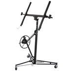 13 FT Drywall Lift, 150 lb Heavy Duty Drywall Panel Hoist with Adjustable Telescoping Ar and Lockable Wheels, Built-In Winch Brake, Collapsible Drywall Lift for Ceiling & Wall Installation,Blac