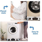 Washing Machine Stand with Wheels, Leveling Legs, 4 Locking Rubber Swivel Wheels and Strong Feet for Washer, Dryer, and Refrigerator Support