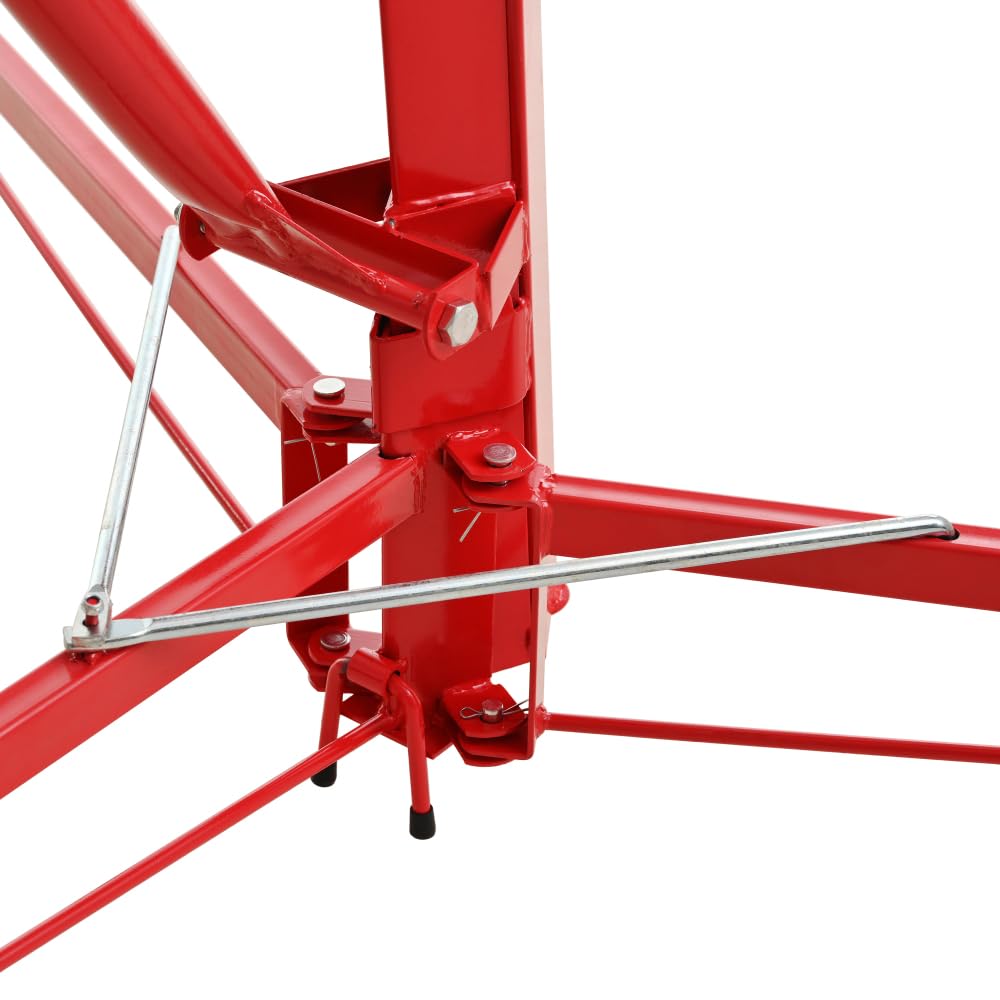 Drywall Lift 11' Drywall Panel Hoist Construction Rolling Caster Wheel Lockable Tool Jack Lifter Jack Drywall Lift Construction Tools (Red) (Red + 11FT)