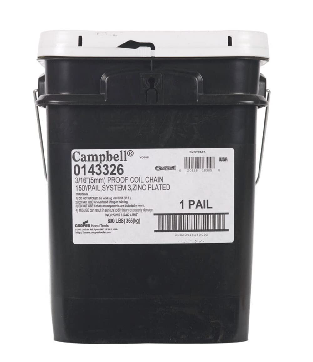 Campbell Chain Coil Chain - 3/16 In. Oval Link Carbon Steel, Proof Coil, 150 Ft, Metal Chain Link