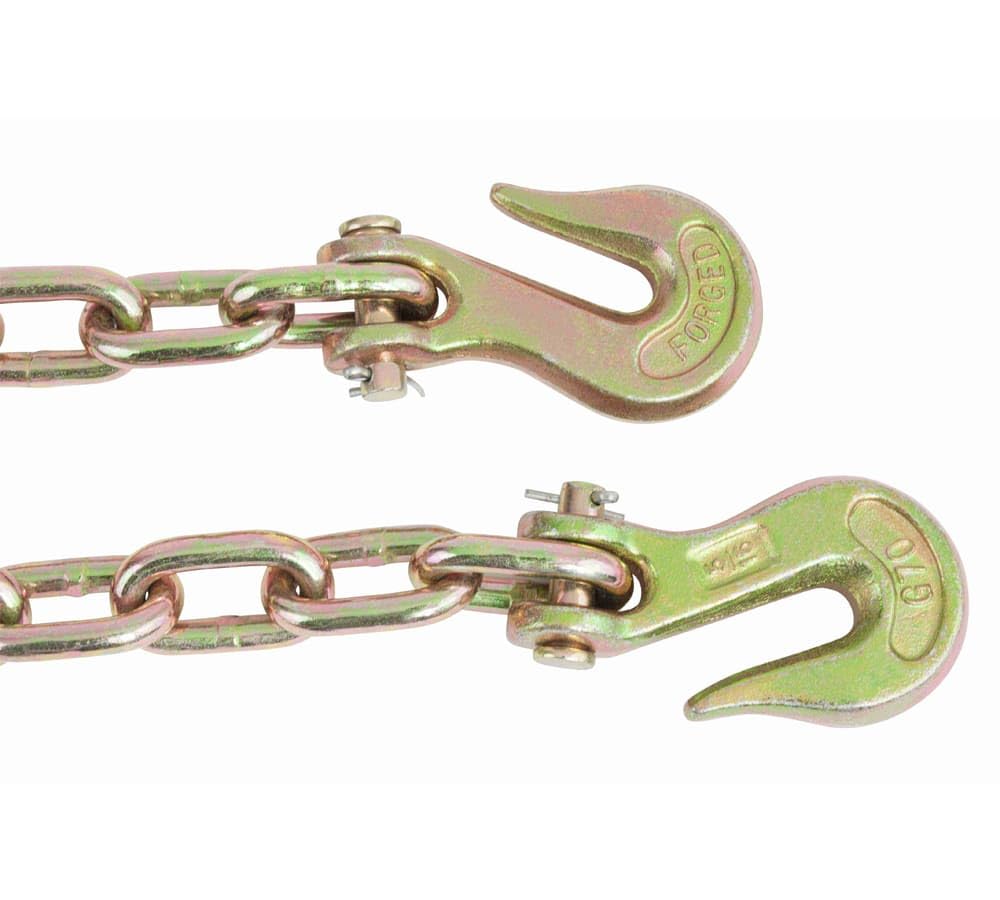 Mytee Products 4 Pack 5/16 Inch x 16 FT Grade 70 Binder Chain with Clevis Grab Hooks - G70 Transport Tow Chain - 4,700 Lbs Working Load Limit