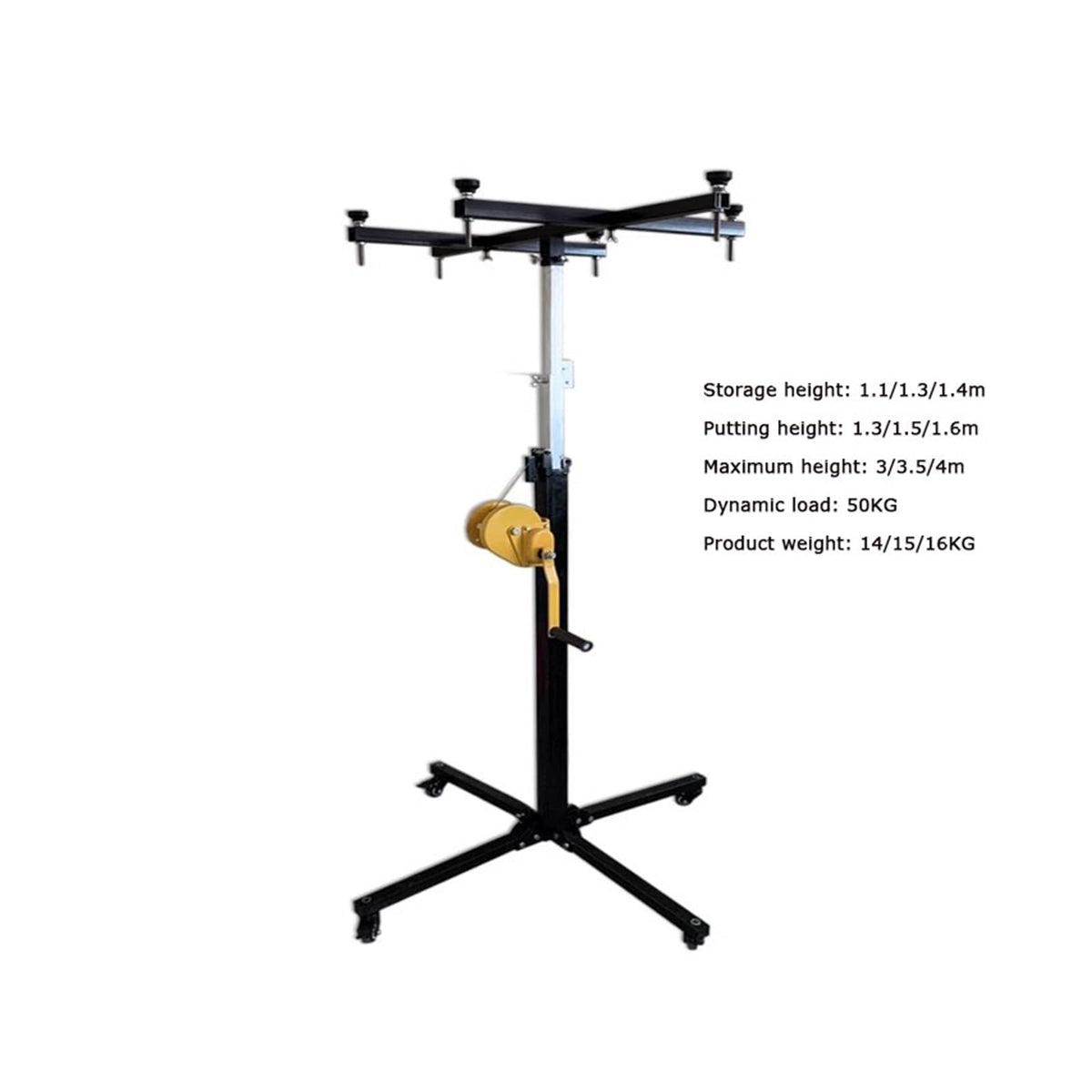 Manual Mode Drywall Lifts ， with Ockable Wheels Ceiling Lifter Panel, Adjustable Telescopic Arm Tool Jack Lifter for Home Improvement(Height -3m)