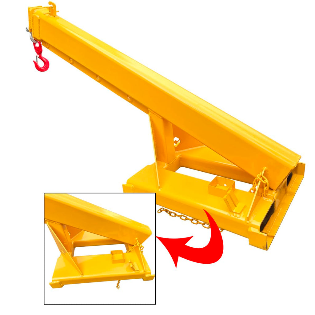 INTBUYING Adjustable Forklift Jib Boom Crane, Lifting up to 4400LB/2T, with a Mobile Crane Hoist and Truss Hook Extension Attachment Ranging from 63-98in for Forklift Towing and Handling Equipment