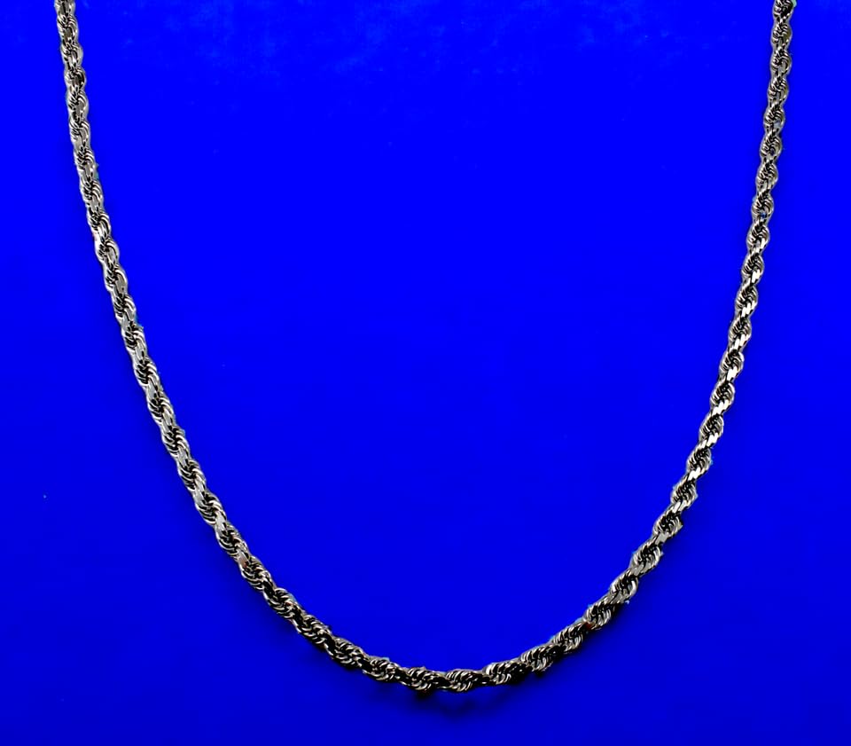 14K White Gold Rope Chain Necklace Bracelet Diamond Cut Real Gold 2mm-6mm 7"-30" | MADE IN ITALY