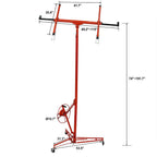 16 FT Drywall Lift, 150 lb Heavy-Duty Sheetrock Hoist with Adjustable Telescoping Arm, Rolling Drywall Panel Lift Jack for Ceiling & Wall Installation, Foldable Steel Construction, Red