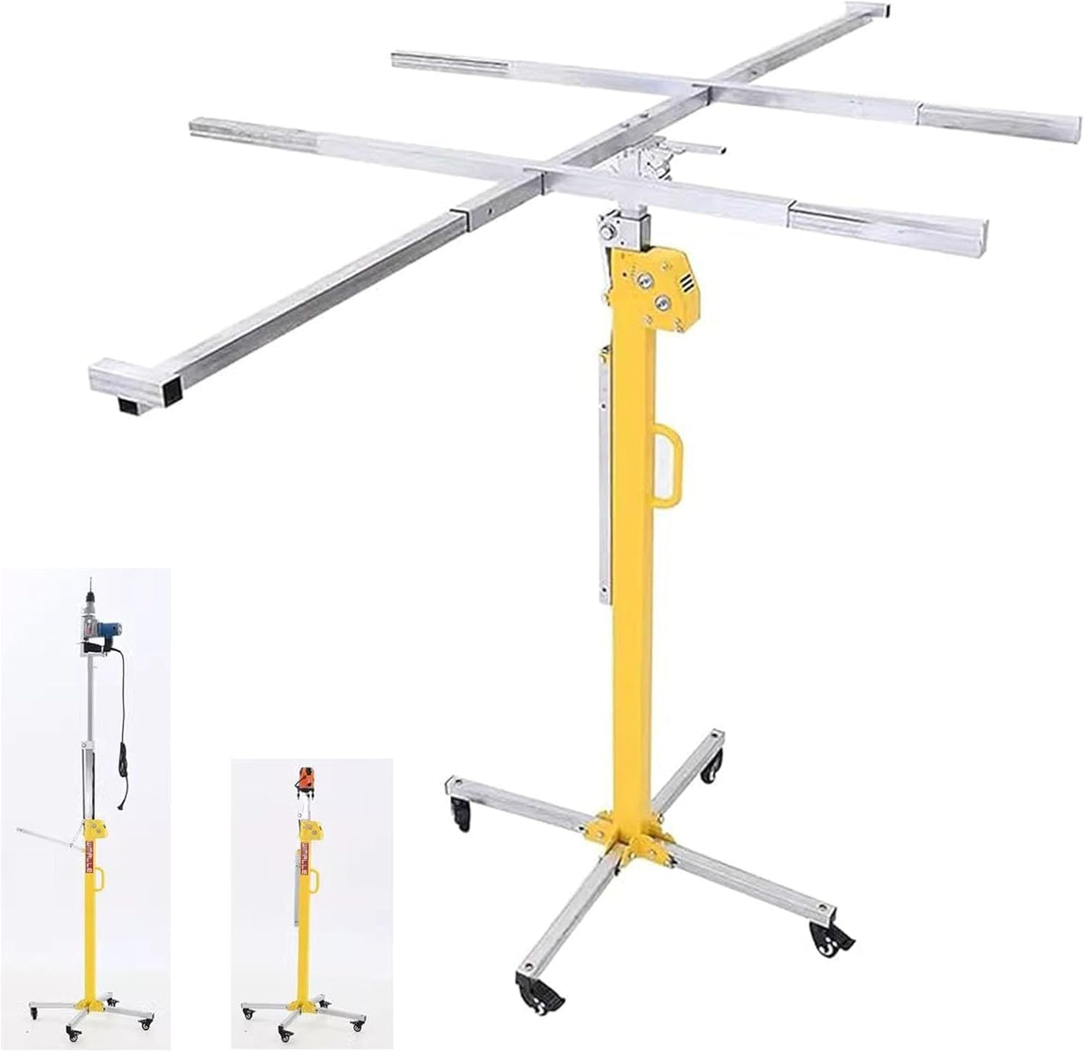 Rolling Plaster Board Lifter, Drywall Lift Drywall Jack Lift with Electric Hammer & Level Bracket, 3.0/4/5 M Drywall Lifter Panel Hoist for Ceiling and Walls(3.5 m(11.5ft))