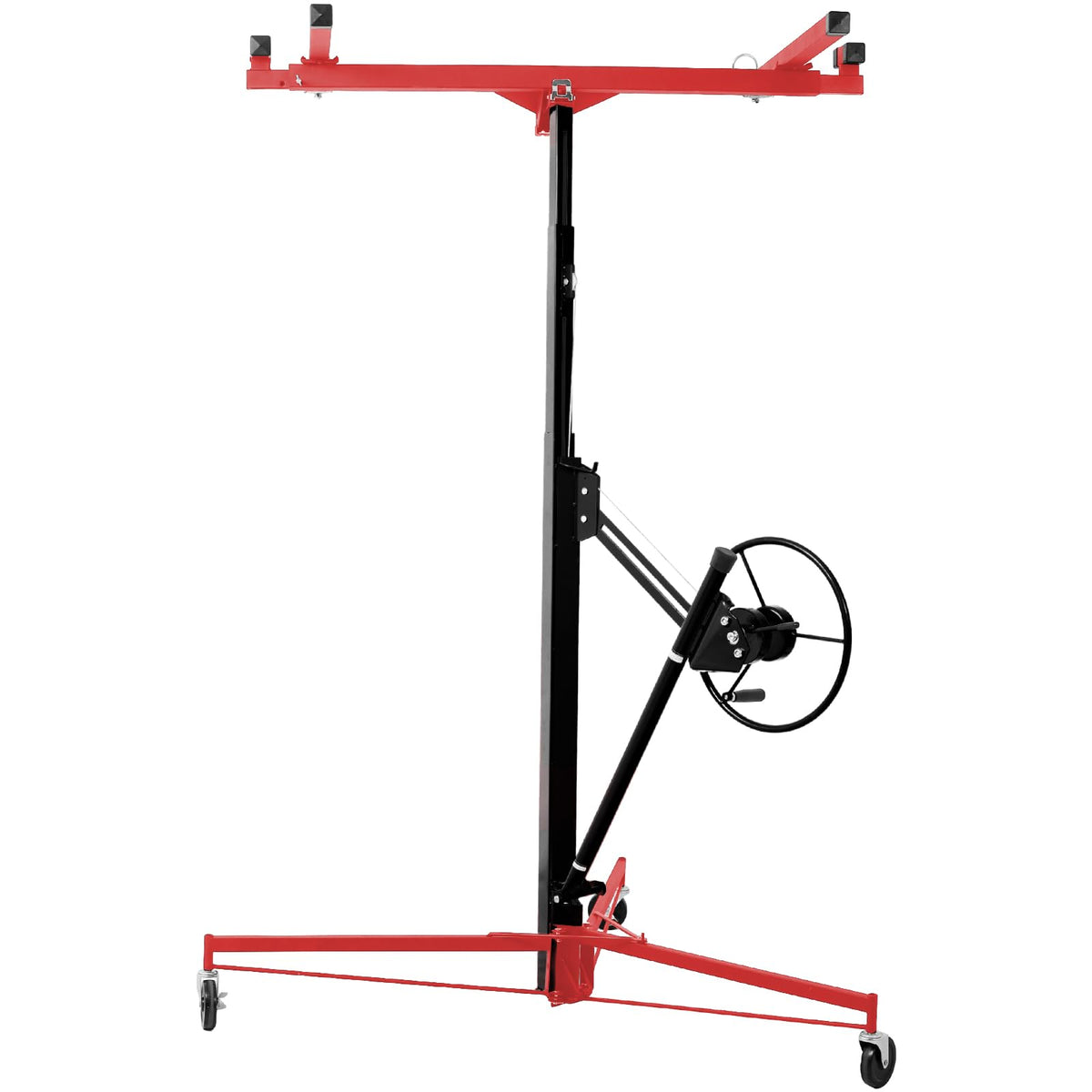 Kaimei 11' Drywall Lift Hoist, Panel Jack, One-Person Operation, 150lbs Capacity, Telescoping Arm, Red + Black