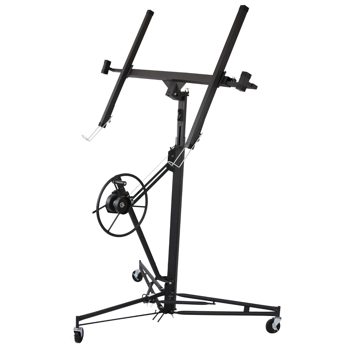 11' Lift Drywall Panel Hoist Jack Lifter with Rolling Caster Wheel and Adjustable Telescopic Arm