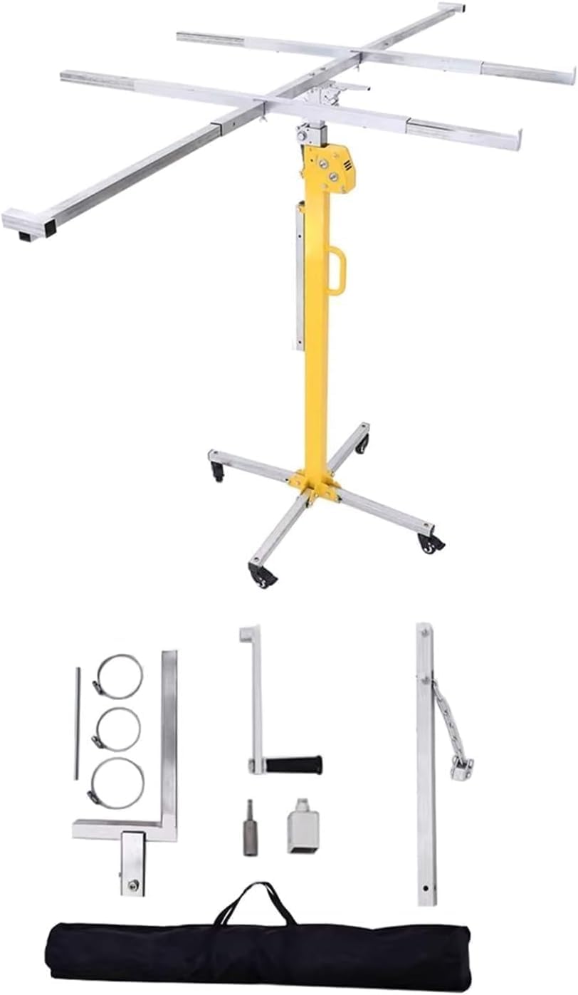 Steel Sheetrock Lift Drywall Lift Manual And Electric Dual Purpose, Drywall Hoist Plasterboard Lifter, Portable Three In One Drywall Lift with Rolling Caster Wheels(Max Height 3m/118in/9.8ft)