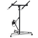 13 FT Drywall Lift Panel Rolling Hoist Jack Lifter, One-Person Operation, 150 LBS Load Capacity, Ideal for DIY and Home Renovation - Adjustable Telescopic Arm, with Wheels