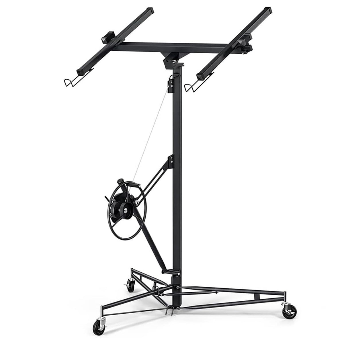13 FT Drywall Lift Panel Rolling Hoist Jack Lifter, One-Person Operation, 150 LBS Load Capacity, Ideal for DIY and Home Renovation - Adjustable Telescopic Arm, with Wheels