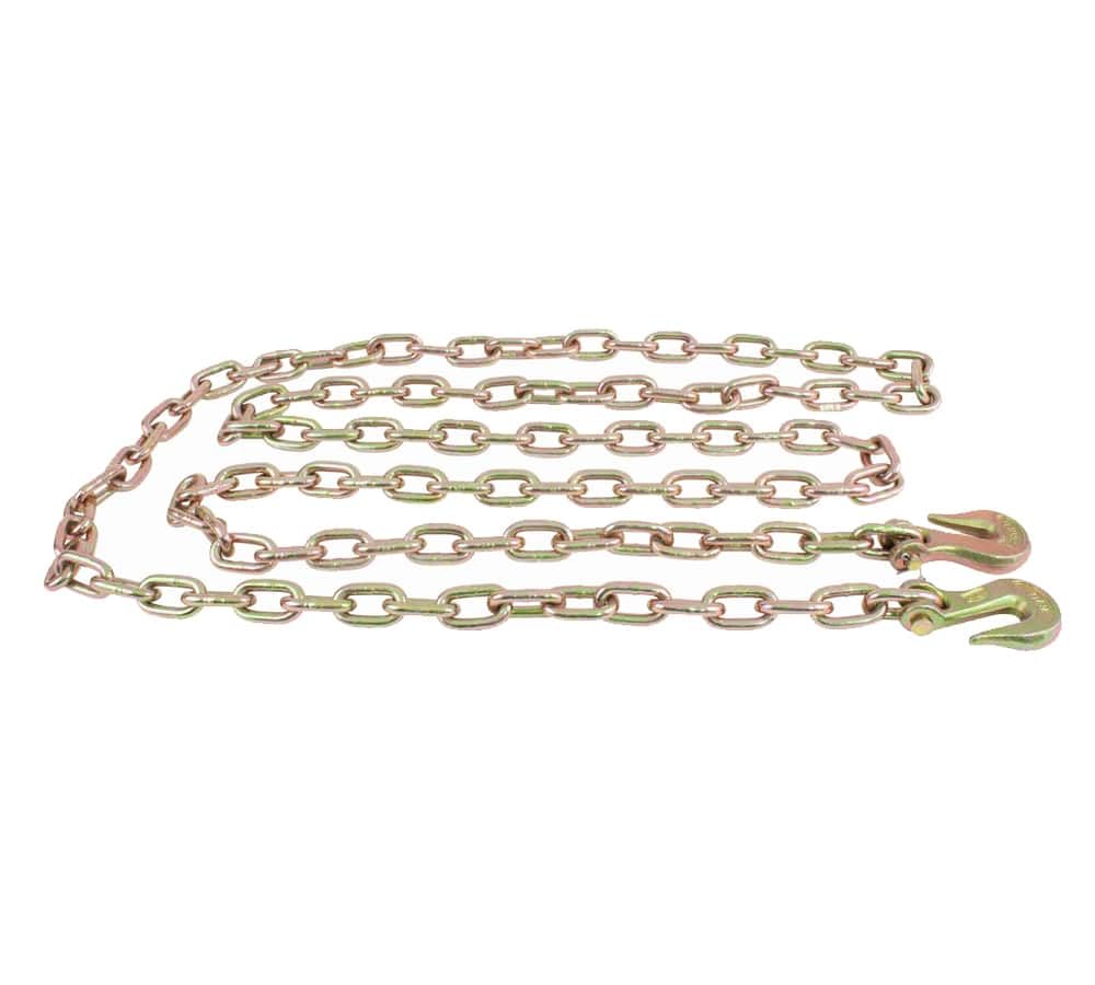 Mytee Products 4 Pack 5/16 Inch x 20 FT Grade 70 Binder Chain with Clevis Grab Hooks - G70 Transport Tow Chain - 4,700 Lbs Working Load Limit