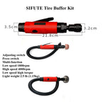 Pneumatic Reversible Air Drill 1800rpm Low Speed 4000rpm High Speed AirTire Buffer Tire Grinder With Rear Exhaust & Whip Hose,Domed Contour Rasps For Inner Liner Cleaning,Reaming And Drilling