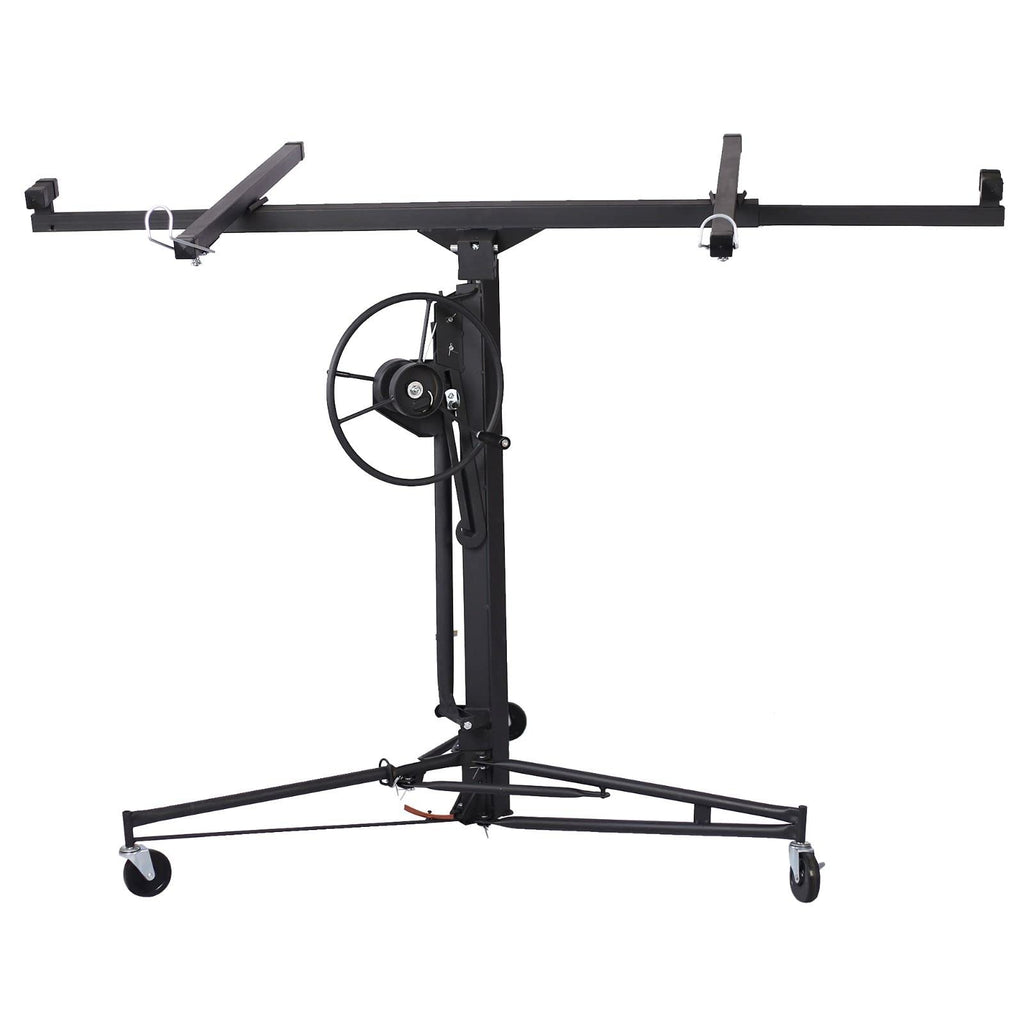 11' Lift Drywall Panel Hoist Jack Lifter with Rolling Caster Wheel and Adjustable Telescopic Arm