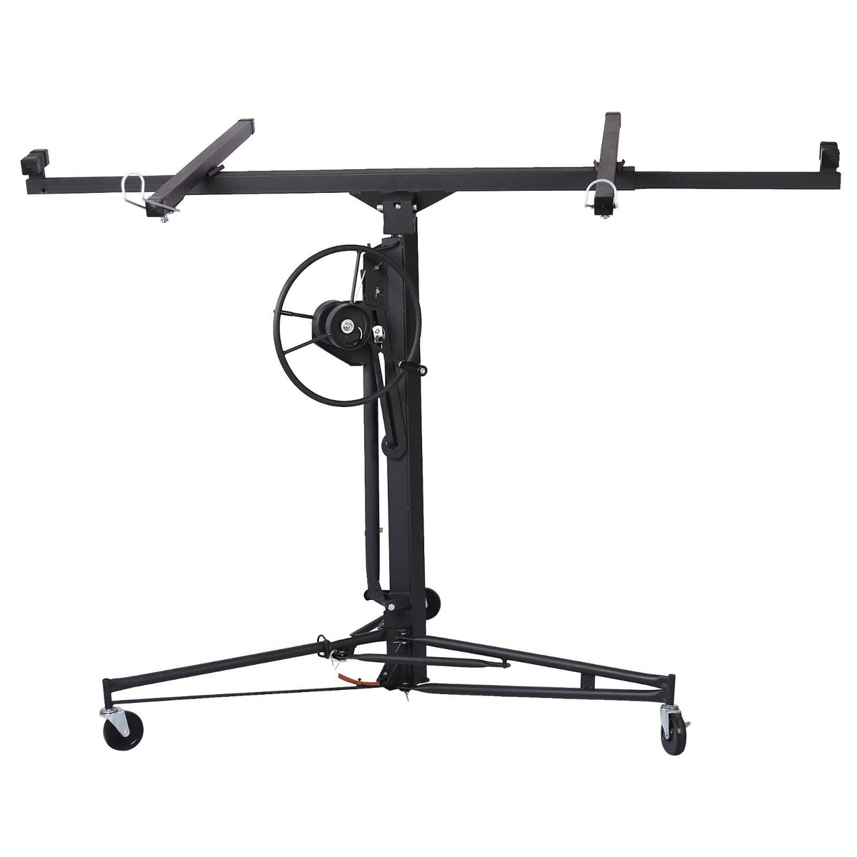 11' Lift Drywall Panel Hoist Jack Lifter with Rolling Caster Wheel and Adjustable Telescopic Arm