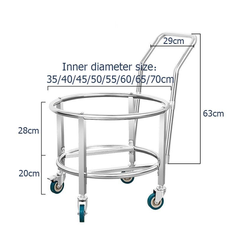 Heavy Duty Barrel Dolly Cart with 360° Swivel Casters, Stainless Steel Drum Caddy, Multi-Size Bucket Roller Base for Wine/Meal Containers, Portable Removable Bucket Mover,Style 1,Siameter 55cm