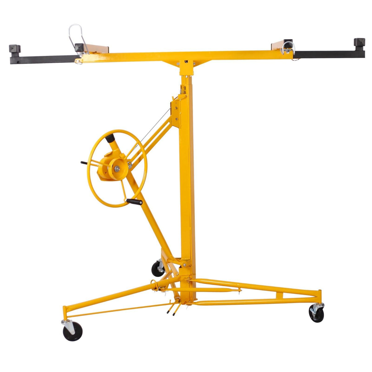 16ft Drywall Panel Hoist Lift, 150 Lbs Load Capacity, Adjustable Telescopic Arm, Built-In Winch with Brake, Perfect for Home and Commercial Use, Yellow