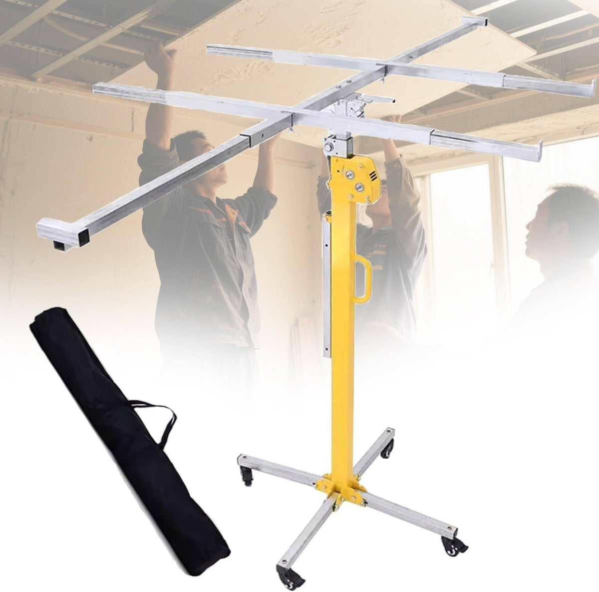 Drywall Lift Panel Manual and Electric Dual Purpose, 3 in 1 Drywall Lift Stable Lifting and Lowering Lift, 110lb Capacity, For Ceiling and Walls Tools Sheetrock Lifter Tool with 4 Lockable Wheels 4.5m