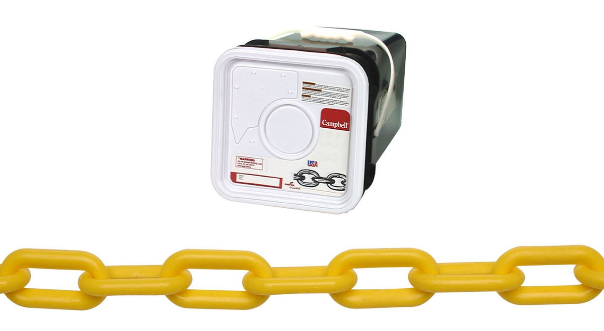Campbell 0990836 Plastic Chain, #8 Trade, 0.29" Diameter, Yellow, 138 Feet Square Pail