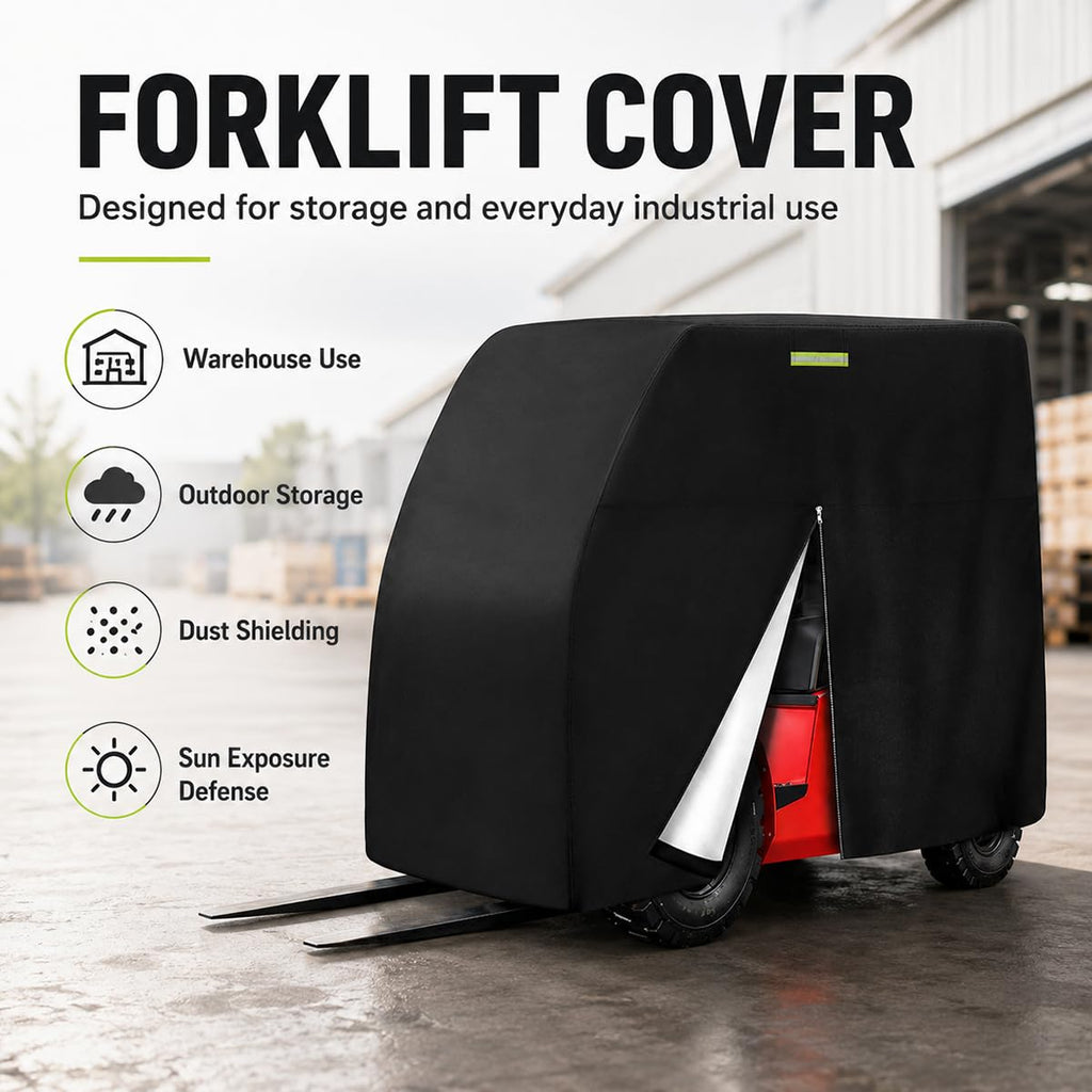 Forklift Cover for Toyota Material Handling 7FGCU25 1998-2015, Water-Resistant Outdoor Storage Protection with Reflective Strips and Zipper Design for Warehouse Transport Storage Use