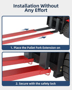 96 in Pallet Forklift Extensions, Fork Extensions 5.3 in Width,Heavy Duty Fork Extensions 5500 LBS Capacity for Forklifts, 1 Pair Forklift Lift Extensions for Forklift Truck (96 in Length)