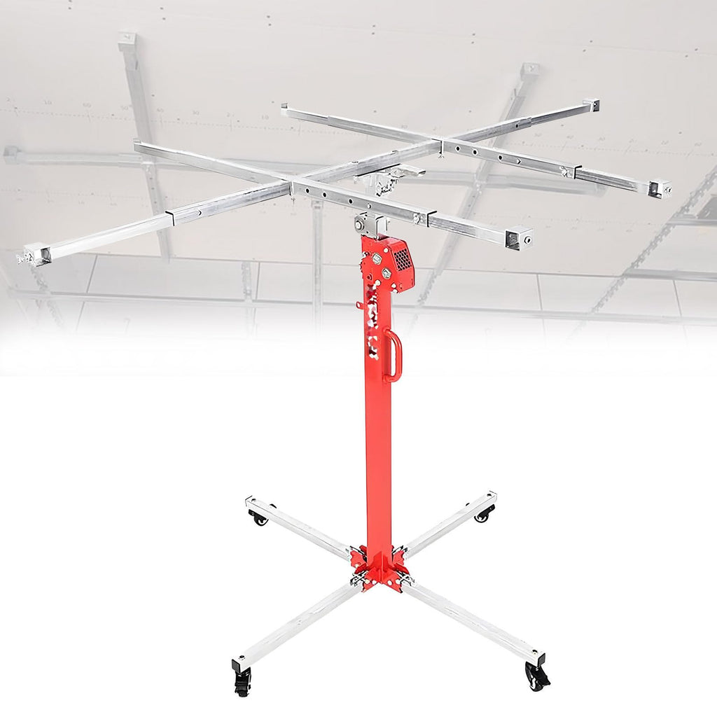 4-In-1 Plasterboard Lift Plaster Board Sheet Hoist Heavy Duty Drywall Lift Crane Hole Punch and Level Drywall Lift for Home Improvement Easy Assembly Built In Wheels,3.0m