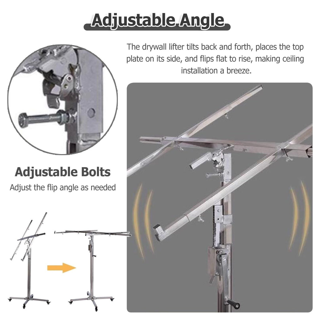 13 12 11 Ft Drywall Lift Panel, Sheetrock Lift Drywall Lift - Drywall Jack Lift for Ceiling and Walls with Adjustable Telescopic Arm & 4 Lockable Wheels