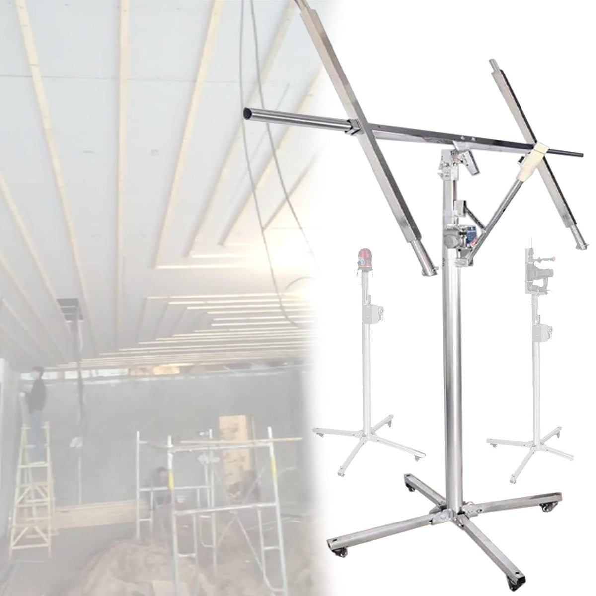 Gypsum Board Lifter, Sheet Lifter, Level Gauge, Lifting Jack Tool with Lockable Universal Wheels, Strong Load-Bearing Capacity, Suitable for Construction, Construction Sites ()