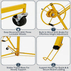16 ft Drywall Lift, 150 LB Capacity, Heavy Duty Sheetrock Panel Hoist with Telescoping Arm, 360° Rotating & 60° Tilting Cradle, Adjustable Drywall Lifter for Ceilings & Walls, Yellow