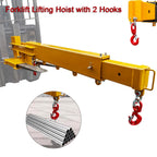 Forklift Jib Boom Crane 6,000 LB Lift Capacity,Attachments Fork Mounted Adjustable Hoist Jib Boom Crane with 2 Hook, Forklift Boom Attachment Towing Handling Equipment