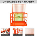 Forklift Safety Cage, 43 in x45 in Forklift Man Basket,1800 LBS Forklift Work Platform with Safety Harness & Lock,Forklift Aerial Platform 2-Man Collapsible Lift Basket for Lifting Loader (Orange)