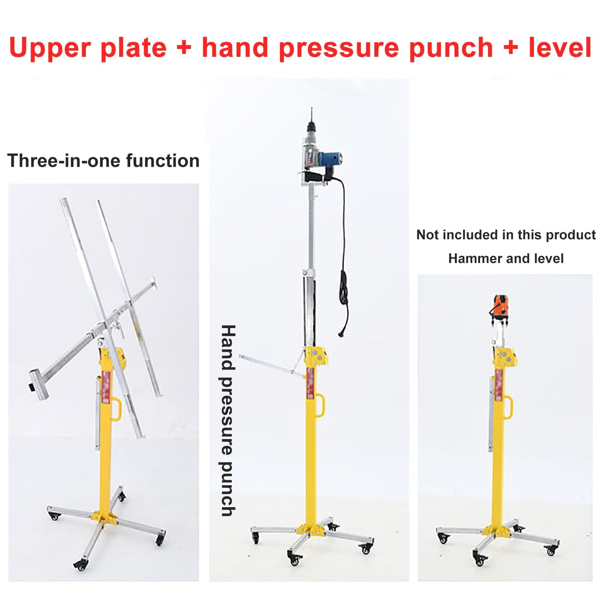 Drywall Lift, Stable and Durable with Casters Drywall Lifter Can Be Locked by Casters Sheetrock Lift Easy to Operate Convenient and Labor-Saving Woodworking Construction Tools(3M)