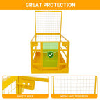 43"X45" Forklift Safety Cage, Forklift Man Basket Work Platform 1400 LBS Load Capacity, Collapsible Lift Basket with Safety Strap for Aerial Work Lifting Loader