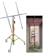 ZIMGOD Adjustable Drywall Lift Tool 10ft 11.5ft 13ft, Tiltable & Folding Sheetrock Lift Hoist, Rolling Plasterboard Panel Lifter, Metal Drywall Jack Lifting(Max Height 3.0m/9.8ft)