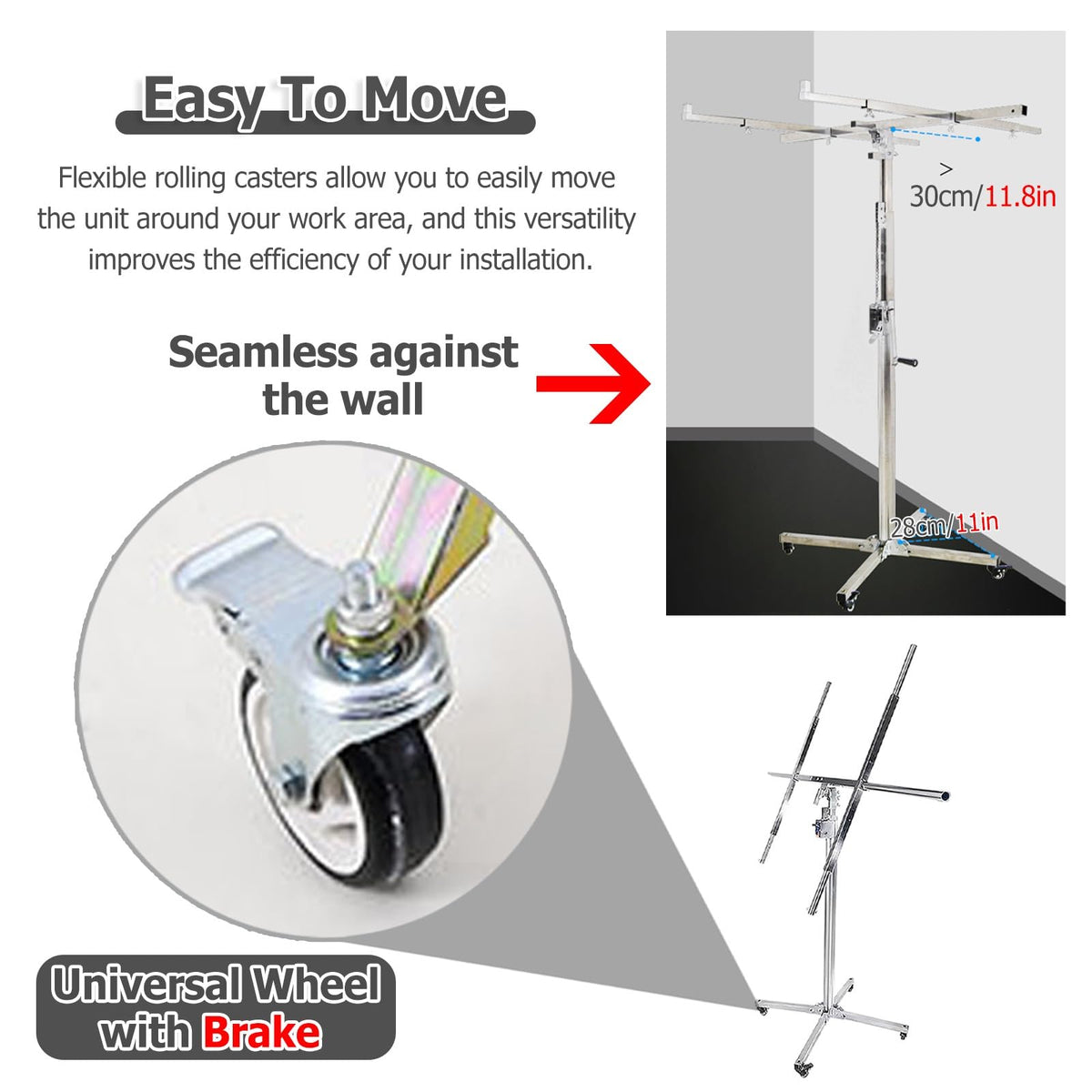 Drywall Hoist Plaster-Board Lifter Panel Jack Tool,3m 3.2m 4m Adjustable Height Sheetrock Lift Drywall Lift (H370cm)