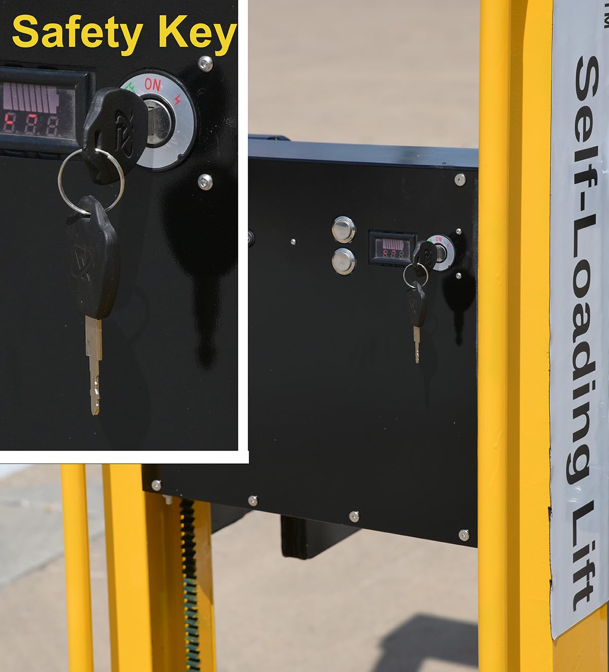 Self Loading Electric Pallet Stacker, Material Lift 2116 lbs Capacity, 51" Lift Height, Single Operator Forklift for Pickups and Trucks