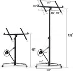 11 ft Drywall Lift Panel Hoist, 150 lb Capacity, Telescopic Arm, 360° Swivel Cradle, 3 Locking Caster Wheels, Black