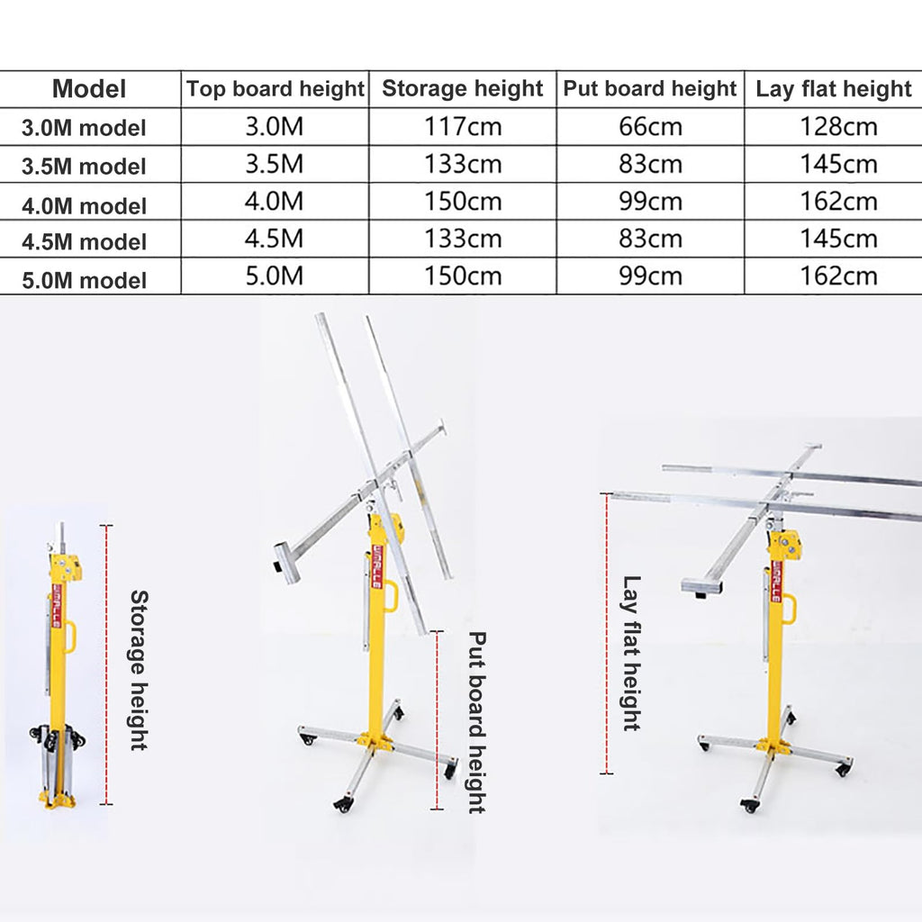 Drywall Lift, Stable and Durable with Casters Drywall Lifter Can Be Locked by Casters Sheetrock Lift Easy to Operate Convenient and Labor-Saving Woodworking Construction Tools(3M)