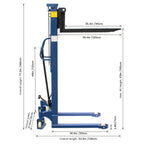 Manual Pallet Stacker 2200 LBS Capacity, 63" Lift Height Hand Pallet Forklift with Adjustable Forks & Fixed Legs, Heavy Duty Warehouse Material Lift for Open Deck Pallets