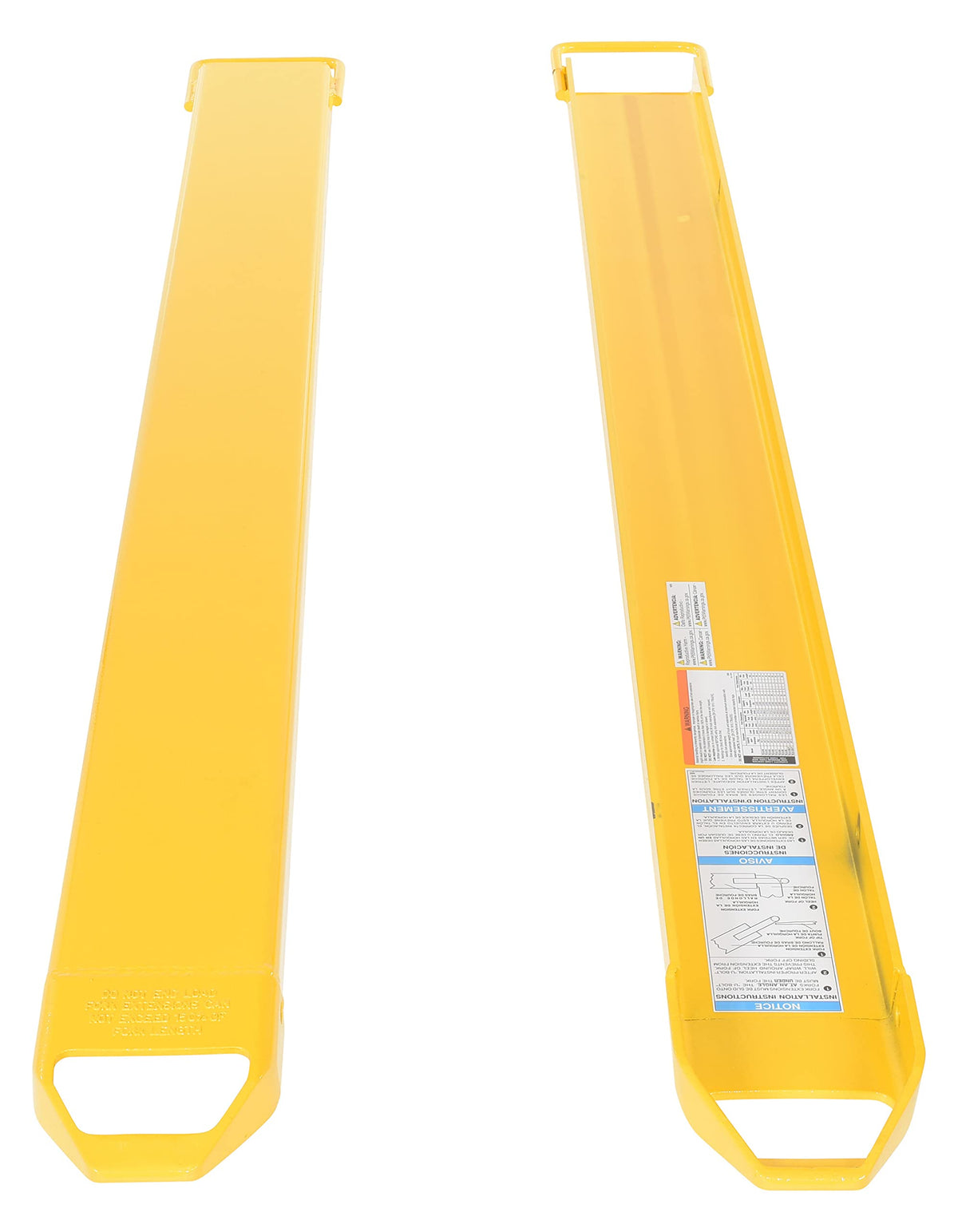 Vestil FE-6-84 Steel Fork Extensions 6 in. x 84 in. 4,000 Lb. Capacity Yellow